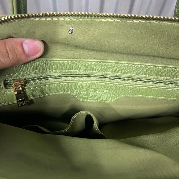 VTG Y2K Neon Green Leather Bebe Bag Purse Unique Shoulder Strap - Picture 6 of 6